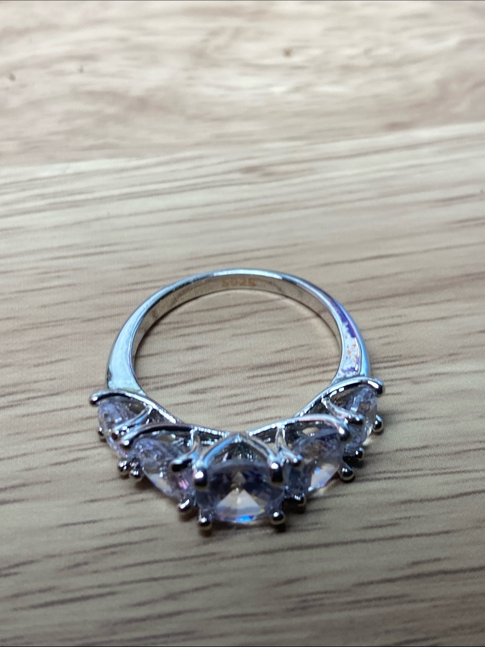 Sterling Silver Cubic Zirconia 5-Stone Ring - White - Picture 6 of 6